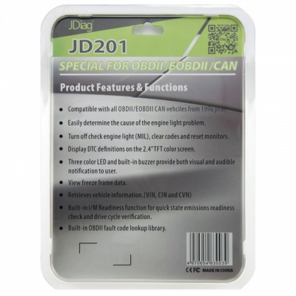 JDiag JD201 Code Reader With Color Screen for OBDII/EOBD/CAN