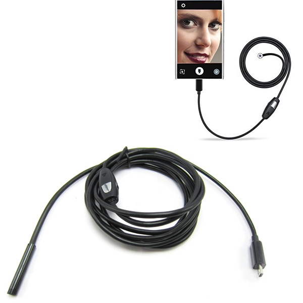 5pcs 6 LED 5.5mm Lens 2IN1 Android Videoscope Waterproof Inspection Borescope Tube