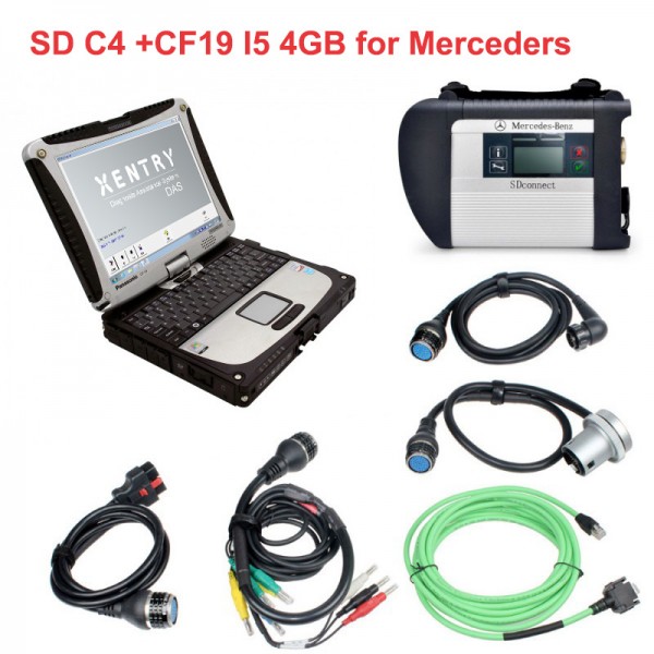 V2022.03 MB SD Connect C4 Compact 4 Star Diagnosis Plus Panasonic CF19 I5 4GB Laptop Software Installed Ready to Use